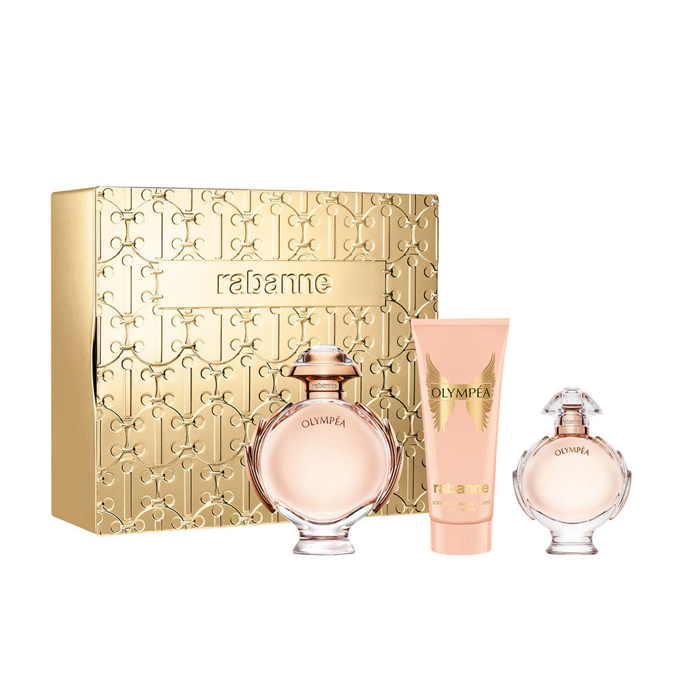 Rabanne Olympea Case – Luxe parfumset met Eau de Parfum, bodylotion en travel-size parfum.