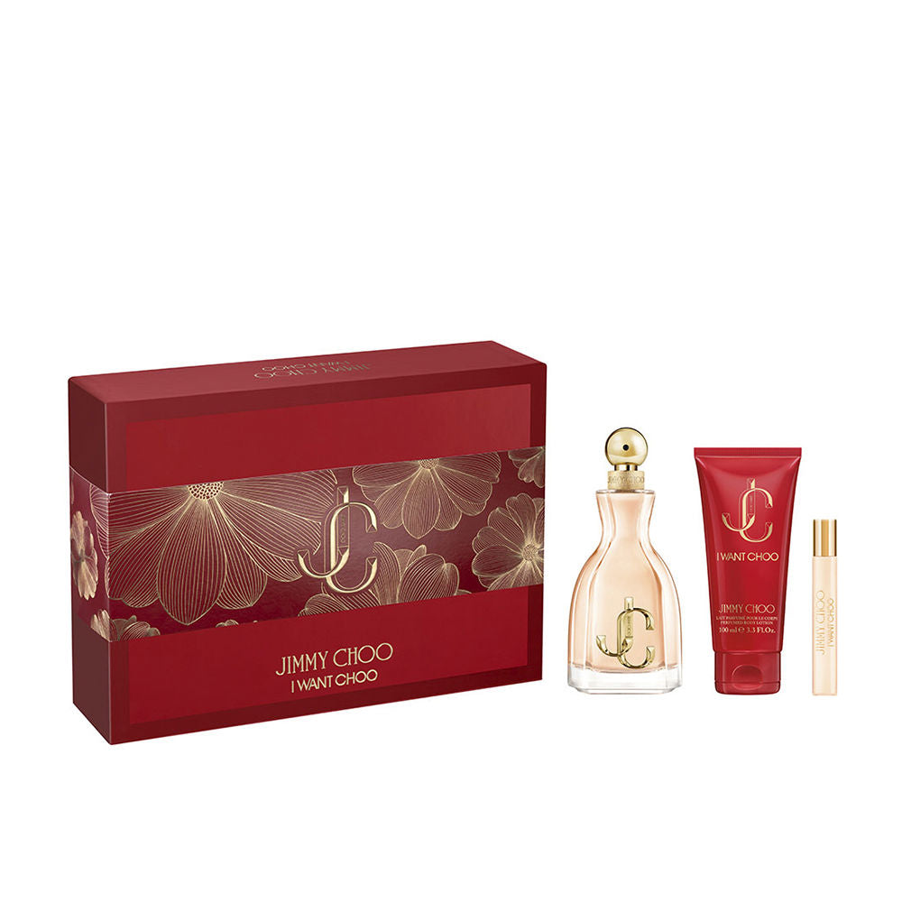 Jimmy Choo I Want Choo Case - luxe damesgeur set met Eau de Parfum, Body Lotion en mini spray.