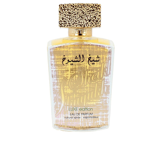 Lattafa Sheikh Al Shuyukh Luxe Edition Eau de Parfum – een oosters-kruidige unisex geur met noten van roos, kaneel, saffraan, karamel en houtachtige accenten.