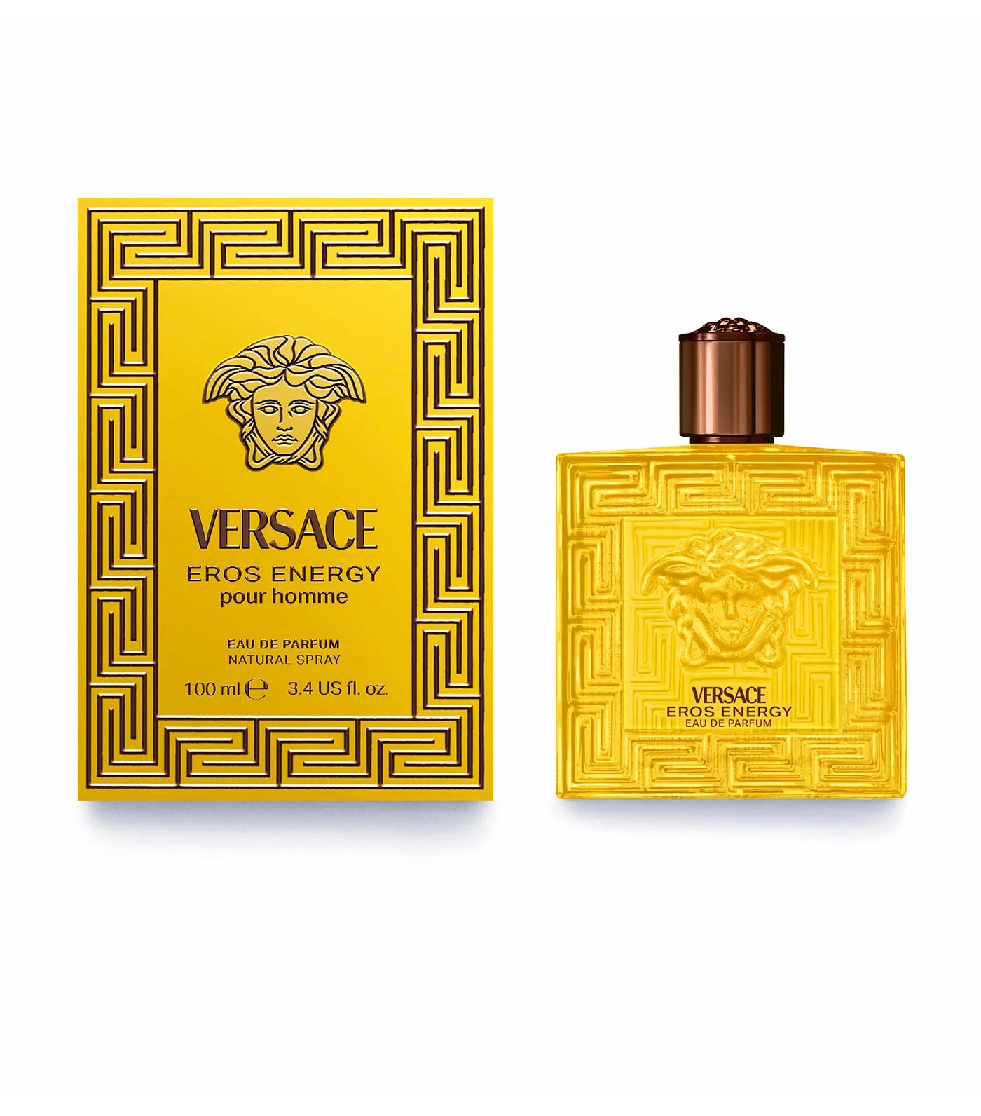 Versace Eros Energy Eau de Parfum – een verfrissende en energieke geur met noten van citroen, limoen, bloed sinaasappel, grapefruit, Siciliaanse bergamot, mandarijn, roze peper, witte amber, zwarte bes, eikenmos, musk en patchouli.