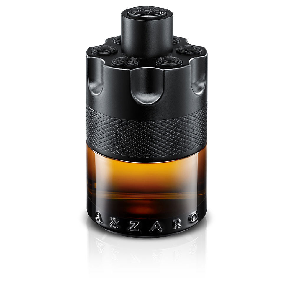 Azzaro The Most Wanted Parfum – Fougère amberachtige kruidige geur met rode gember, gloeiend houtakkoord en bourbon vanille, in een iconische cilindervormige flacon.