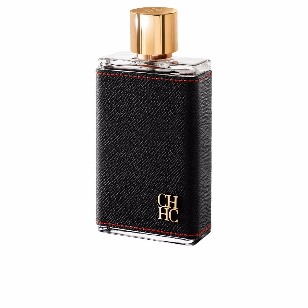 Flacon van Carolina Herrera CH Men Eau de Toilette, een luxe herenparfum met grapefruit, saffraan en leder. Perfect voor een verfijnde en avontuurlijke uitstraling.