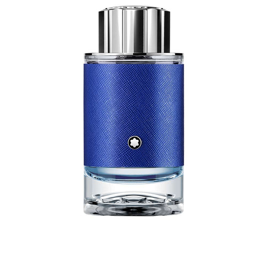 Flacon van Montblanc Explorer Ultra Blue Eau de Parfum, een frisse herenparfum met bergamot, maritieme akkoorden en patchouli.